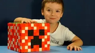 Giant Minecraft Creeper Head made of play doh. Kids Videos by KokaTube