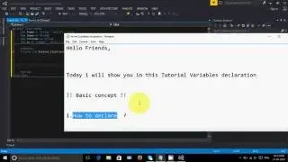 Visual Basic.NET Tutorial -2 Variables declaration