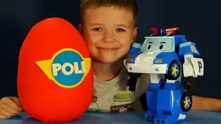 Robocar Poli rescue team and Giant Play-Doh Egg with Surprise. Kids Videos by KokaTube