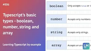 Typescripts basic types - boolean, number, string and array: Learning Typescript by example #006