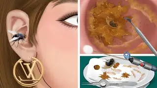 ASMR The best treatment and remove flies and slimes in girls ears | 실감나는 케어 애니메이션 2023