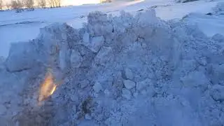 дороги, чистим снег трактором,  канава