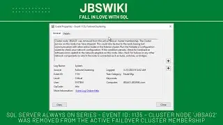 SQL Server Always On Series-Event id: 1135- Cluster Node JBSAG2 was removed from failover cluster