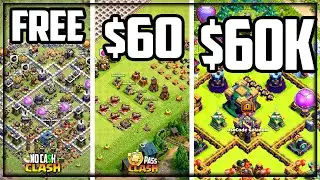 COMPARED: Free vs. $60 vs. $60,000 Accounts in Clash of Clans!