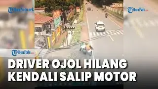 Viral Detik detik Driver Ojol Hilang Kendali karena Nyalip, Berujung Masuk Selokan Depan Polres