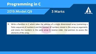 Q9 | 2019 Model QP | Programming in C | EST102 | KTU | Malayalam