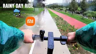 Xiaomi Mi 1S Electric Scooter Rainy Day Ride (Environment Sound Only) 4K
