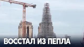 Новый шпиль установили на соборе Парижской Богоматери