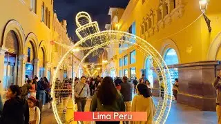 CHRISTMAS market decorated lights Walk 🎄🎁🎅 Lima Peru 2024 4K | Miraflores