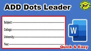 How to add dots Leader in table of contents Word