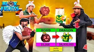 TROCANDO A FRUTA DA BOMBA ATE CONSEGUIR UMA DRAGON no blox fruits