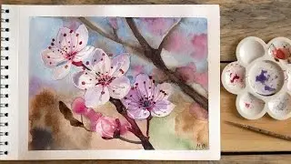 Drawing Watercolor Flowers  Рисуем цветы акварелью 