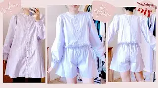 Refashion DIY Shirt Blouse to Two Piece Matching Set / 古着リメイク・リペアㅣmadebyaya