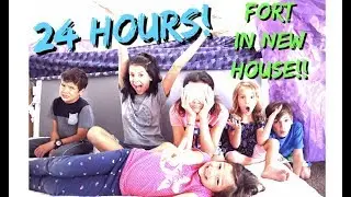 24 HOURS in MATTRESS FORT! in our NEW HOUSE! who snuck out?!!