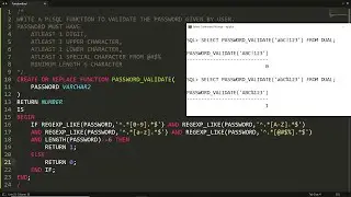 PLSQL user defined function to validate the password using Regular Expression (UDF Demo-6)
