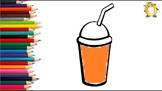 How to draw a cup. Coloring page/Drawing and painting for kids. Learn colors.