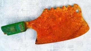 Old Rusty Butcher Cleaver Restoration