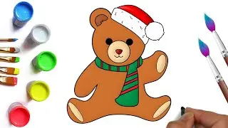 How to draw a Christmas bear in a New Year's cap, ideas and drawings for the New Year for children