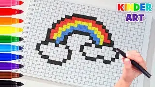 Рисунки по клеточкам - Радуга с облаками | How to draw a rainbow - Pixel Art