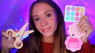 ASMR / Wooden Haircut & Makeup (complete wooden makeover)