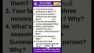 English Questions | English Learning Questions | English Topics | Way 2 English