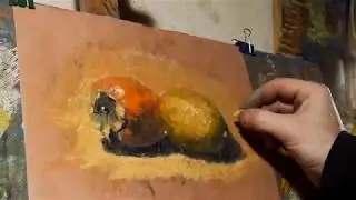 Правило трех слоев.Sketch in oil pastels.