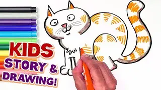 Learn How to Draw a Cat | Kids Story