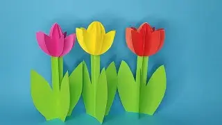 Тюльпаны из бумаги, поделка на 8 марта!
