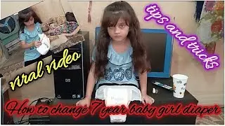 How to change 7 year baby girl daiperlchange 7 year old wearing diaper|diaper girl ||tips and tricks