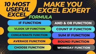 Top 10 usefull excel formula make you excel expert | Top important excel formula