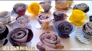 Flores enrolladas de papel con revistas - Paper Flower