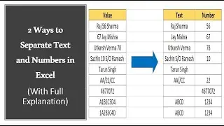 2 Excel Formulas to Separate or Split Text and Numbers in Excel | Advanced Excel | Full Explanation