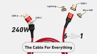 240W Universal Magnetic 6-in-1 Cable For ALL USB Devices
