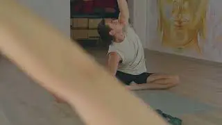 Friends doing yoga together