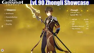 Genshin Impact - LvL 90 Zhongli Skills & Damage Showcase