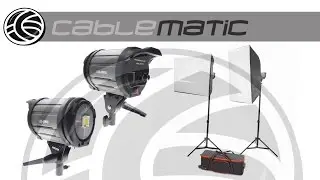 Kit studio fotografico con 2 60W faretti LED e softbox 90x60cm distribuito da Cablematic ®