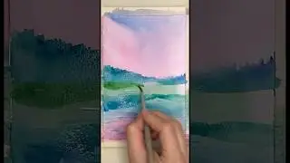Drawing sunset landscape 🩵