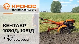 Обзор: Мотоблок Кентавр 1080Д (Toyokawa) с плугом и мотоблок Кентавр 1081Д с почвофрезой в работе