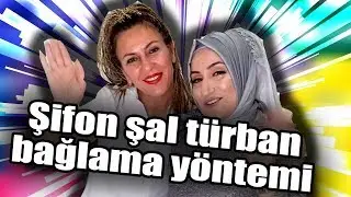 Yasemin Hanım için çok şık şifon şal bağlama türban yaptık