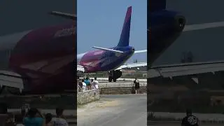 Wizz Air A321Neo crazy up close jetblast departure from Skiathos! #aviation #plane #a321 #skiathos