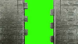 [4K] 3D Metal Door Shutting Transition - Green Screen