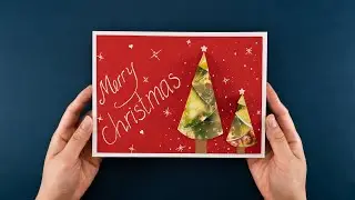 Super Easy Christmas Tree Card with Circle - How to make Christmas Tree Card - Greeting Card Ideas