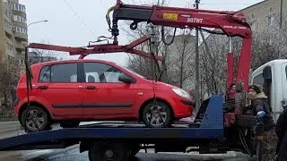 🔥Эвакуация Hyundai Getz с пешеходного переходы, переходящиеся в тротуар.🔥