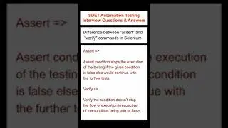 SELENIUM : Difference between Assert and Verify in Selenium? SDET Automation Testing