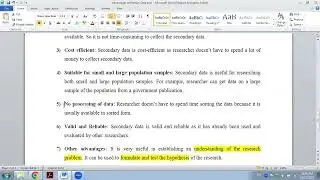 Advantages of Secondary Data