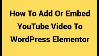 How to Add YouTube Video to WordPress Website || Embed a YouTube Video in WordPress Using Elementor