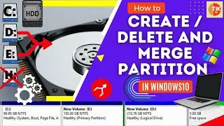 How to create delete and merge partition hard drive | windows 10 🔀