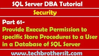 SQL Server DBA Tutorial 61-Provide Execute Permission to specific Store Procedures to a User