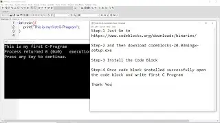 Download and Install Code Block mingw 20.03 and Write first C Program on Code Block