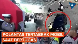Detik-detik Polantas Klaten Tertabrak Mobil Saat Bertugas